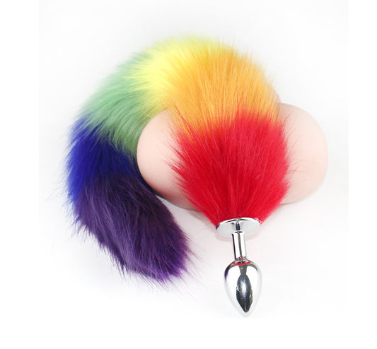 Rainbow Fox Tail Butt Plug